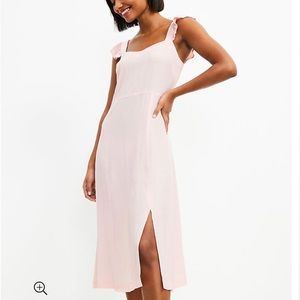 LOFT Dotted Ruffle Strap Midi Dress Size 4